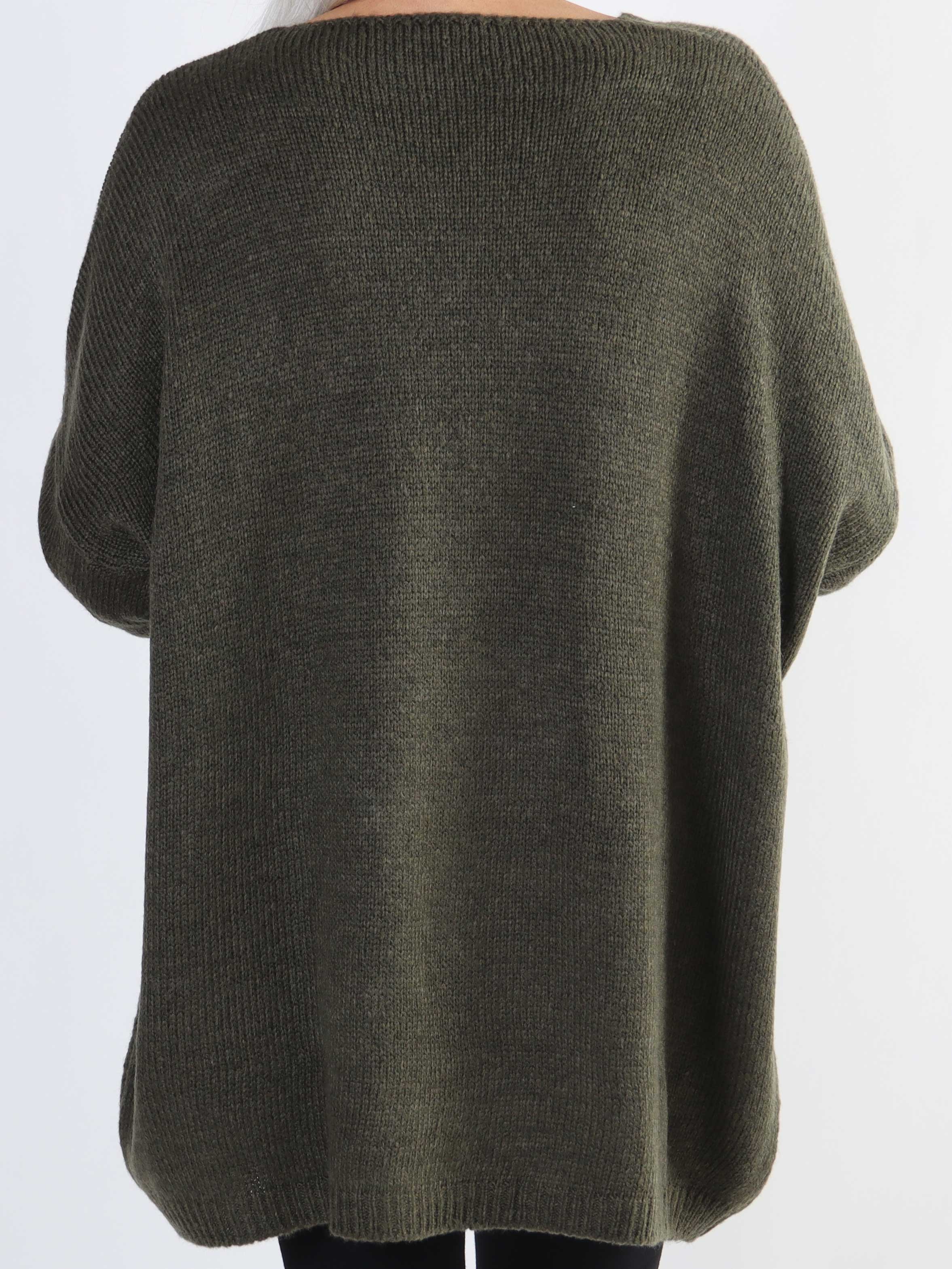 Achilla - Stickad blus med guldtryck framtill i stora storlekar - Grey